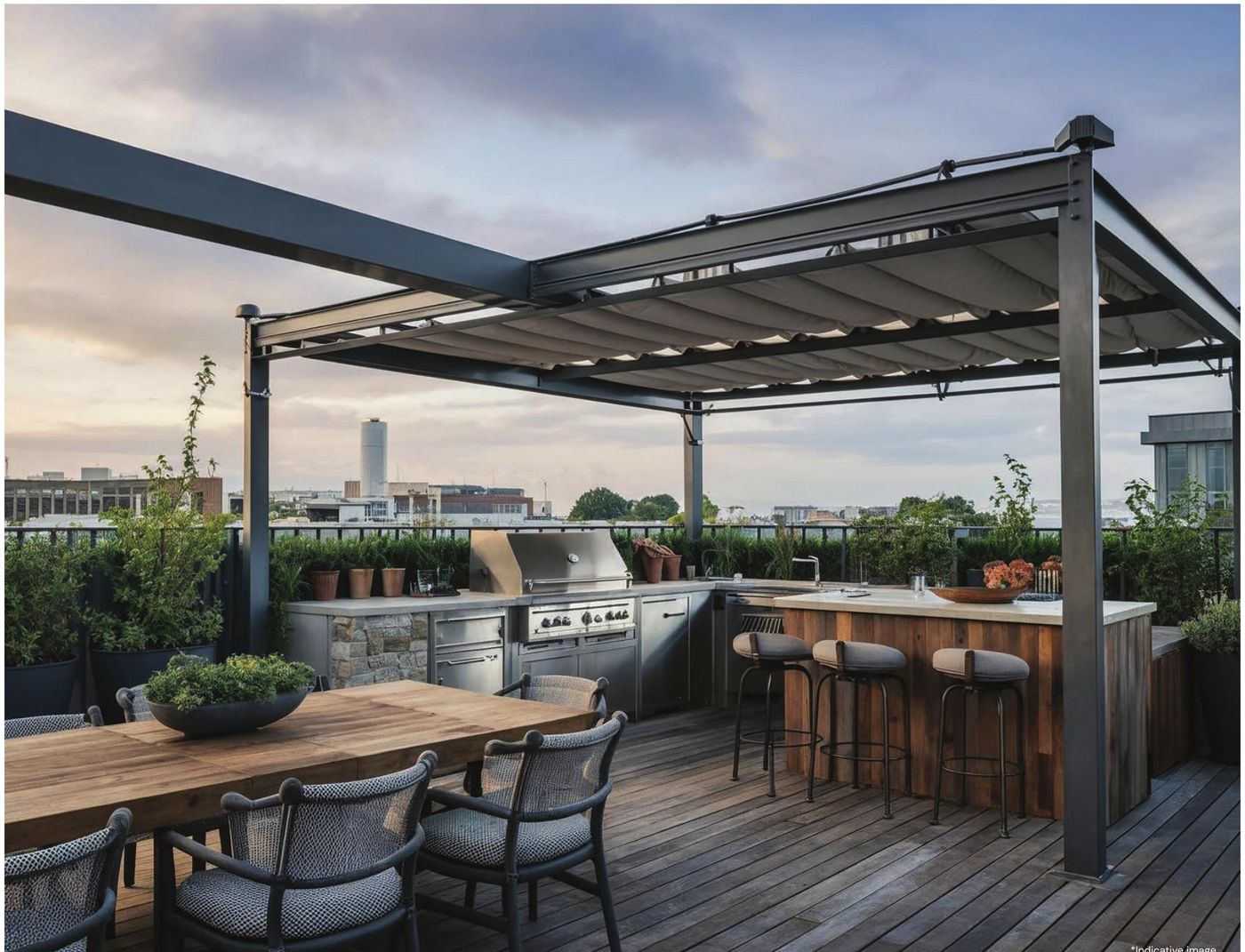 Rooftop barbeque and dining